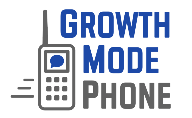 Growth Mode Phone text with phone icon in gray color